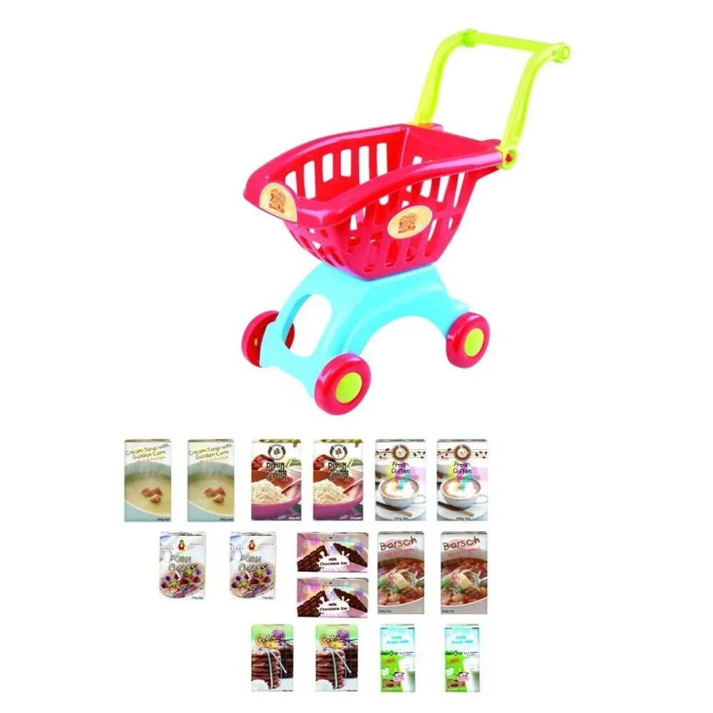 Playgo Kids Shopping Cart Toy With 18 Pieces For Imaginative Play